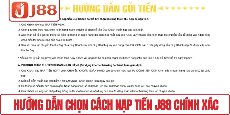 Hướng dẫn chọn cách nạp tiền J88 chính xác